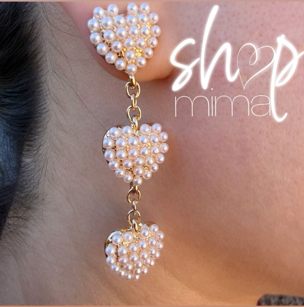 TRIPLE PEARL HEART EARRINGS