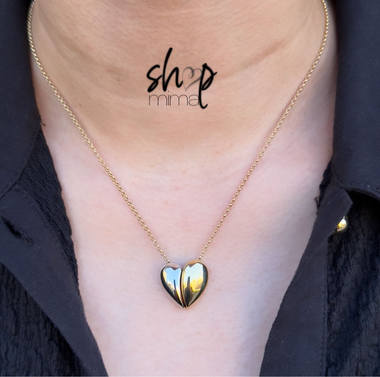 OFELIA HEART MIXED METALS NECKLACE