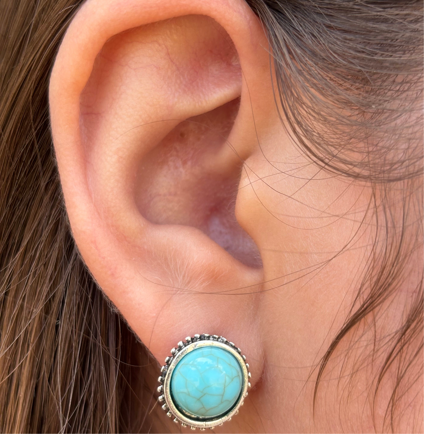 TURQUOISE BALL EARRINGS