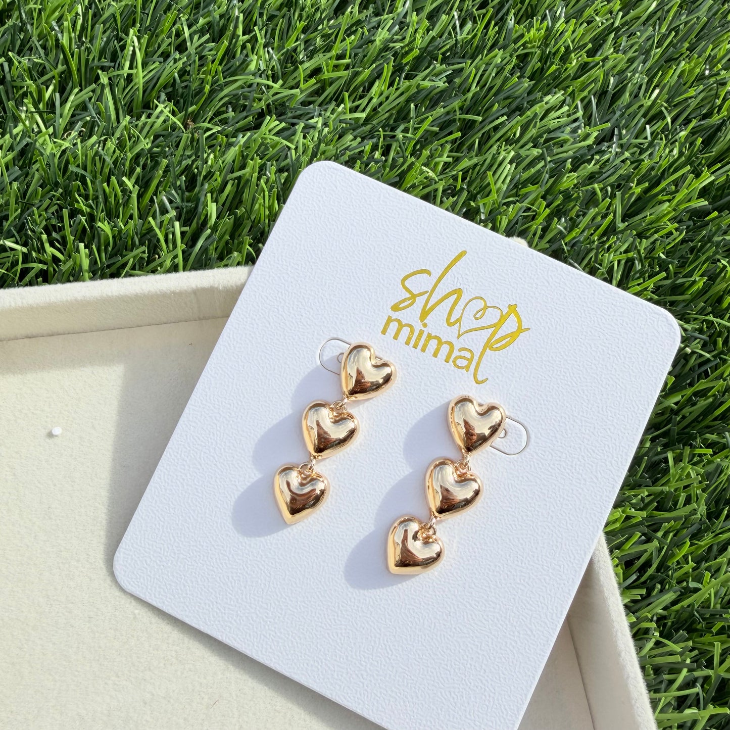 CUTE TRIO HEARTS EARRINGS