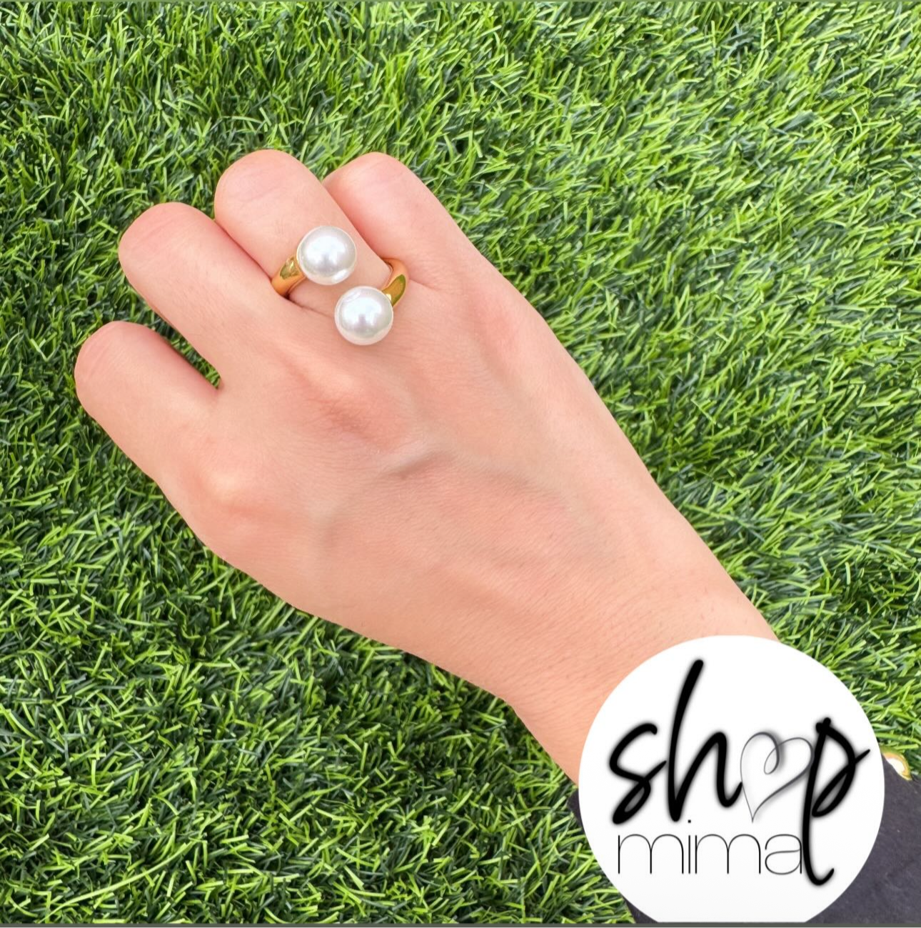 SETAREH PEARL RING ADJUSTABLE STAINLESS STEEL