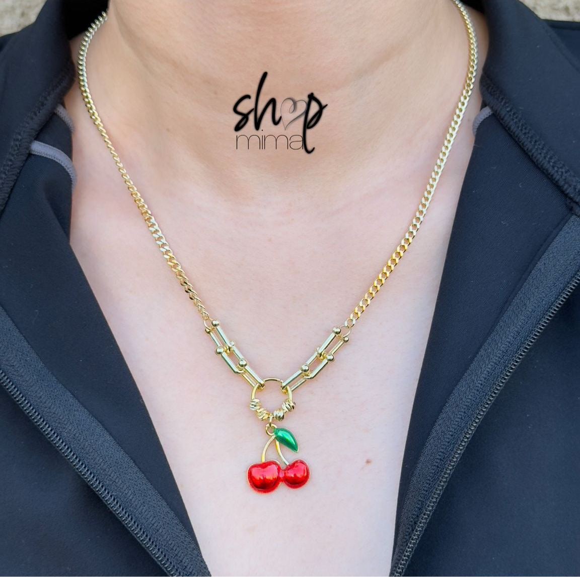 CHERRY MATTE CHARM NECKLACE BY TANIAXO