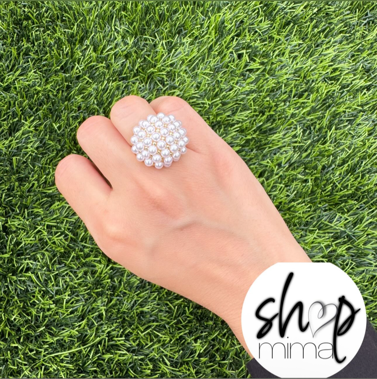 ALL AROUND PEARLS RING ADJUSTABLE