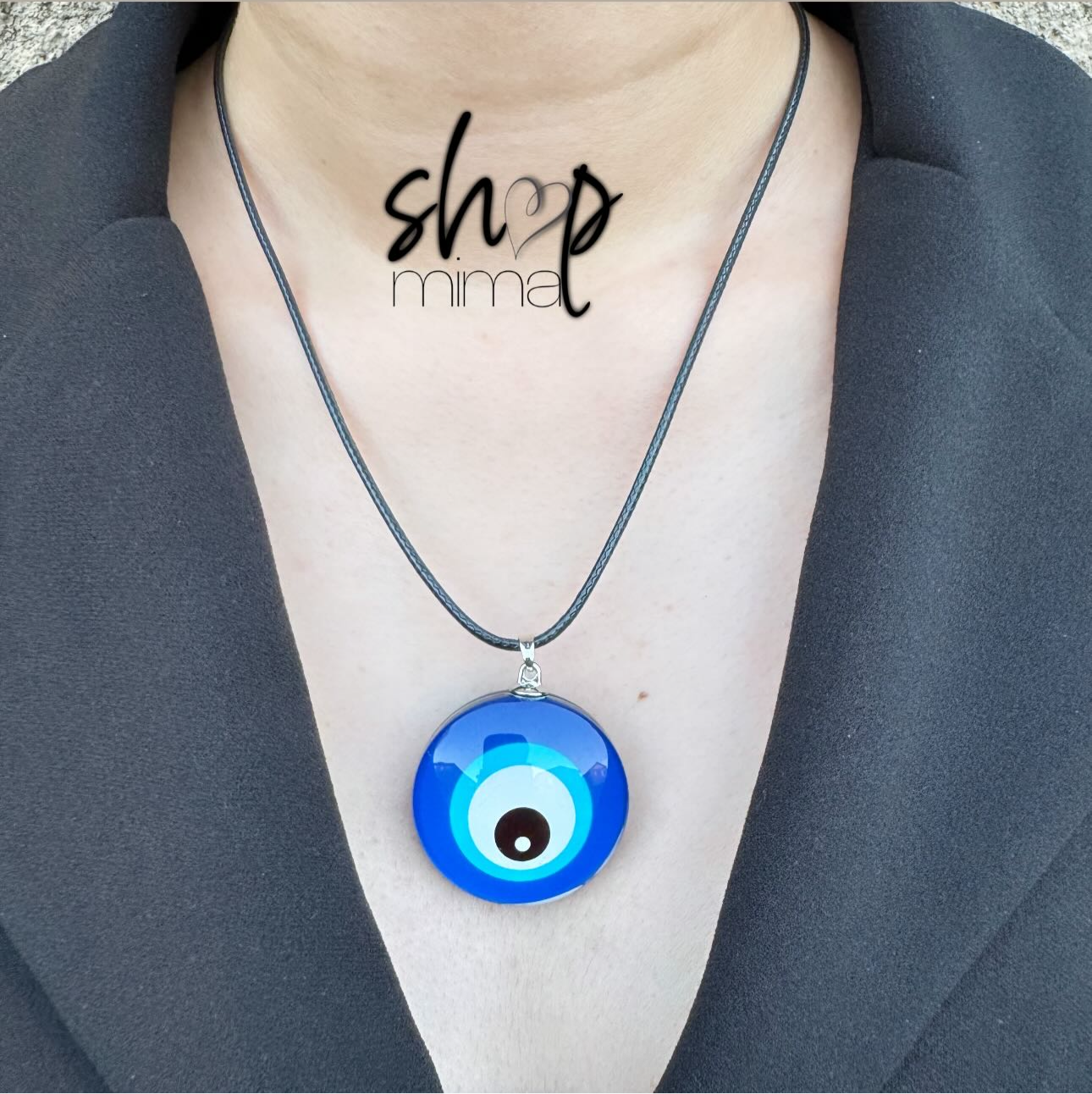 BLUE LARGE EVIL EYE NECKLACE