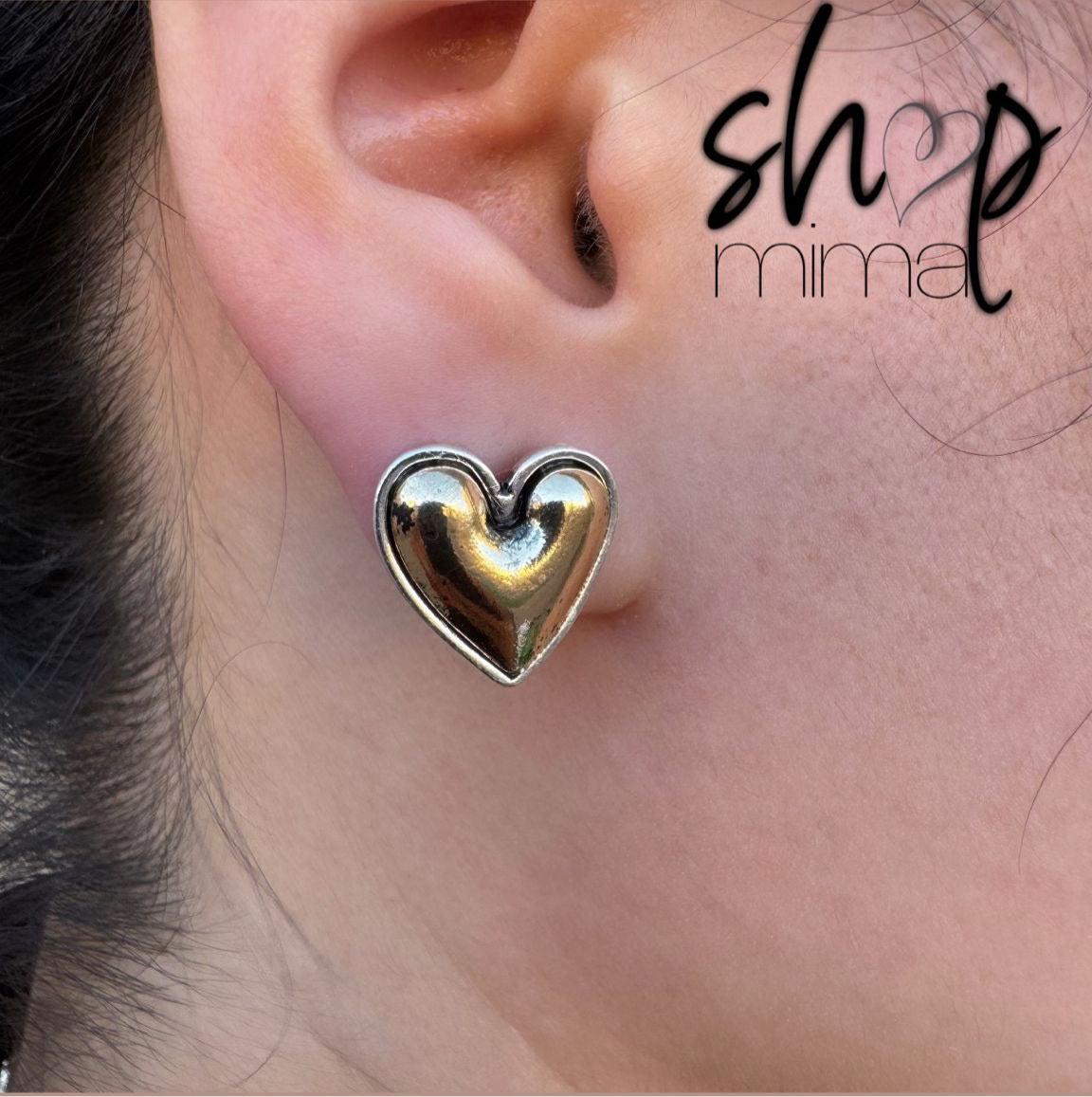 VINTAGE WASHED HEART EARRINGS
