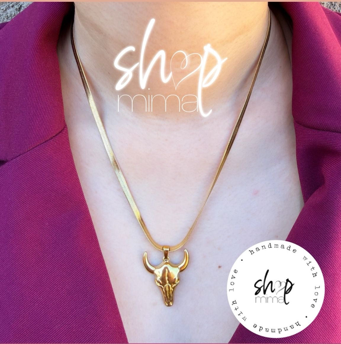 FLAT BULL NECKLACE STAINLESS STEAL HANDMADE BY TANIAXO