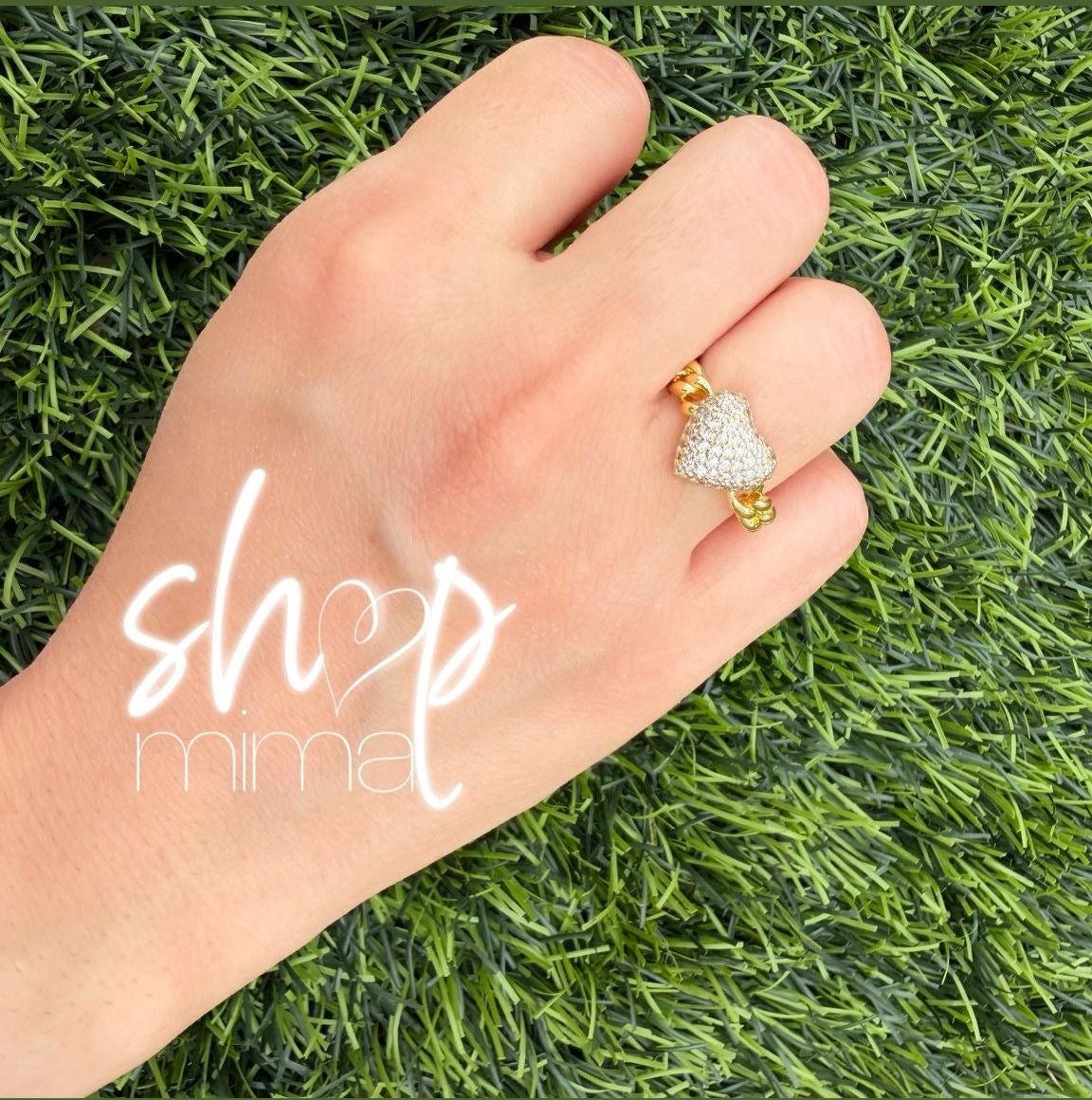 PRETTY HEART ZIRCONIA RING ADJUSTABLE