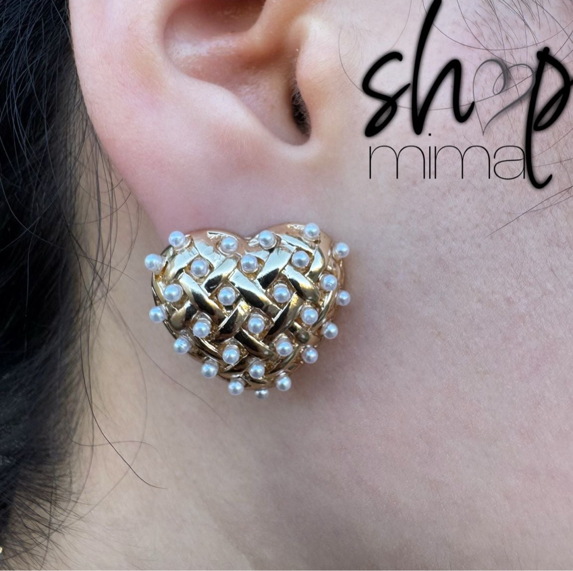 PEARL HEART STAIND EARRINGS