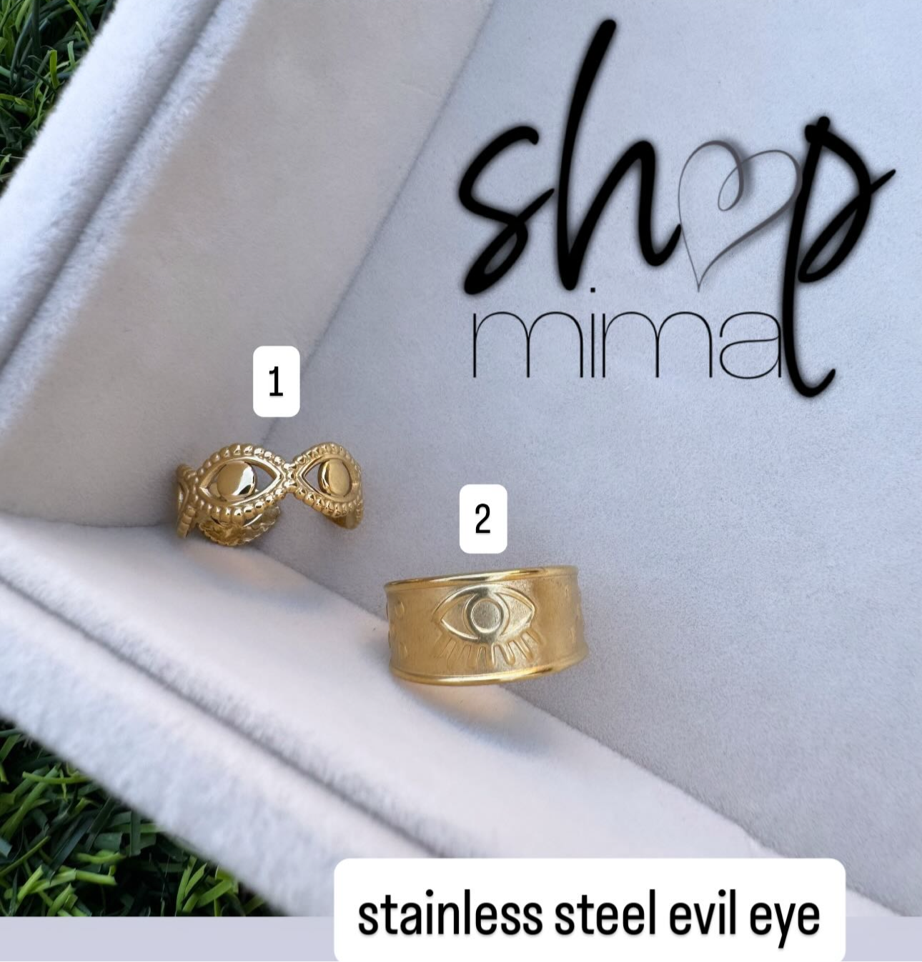 EVIL EYE STAINLESS STEEL RING ADJUSTABLE