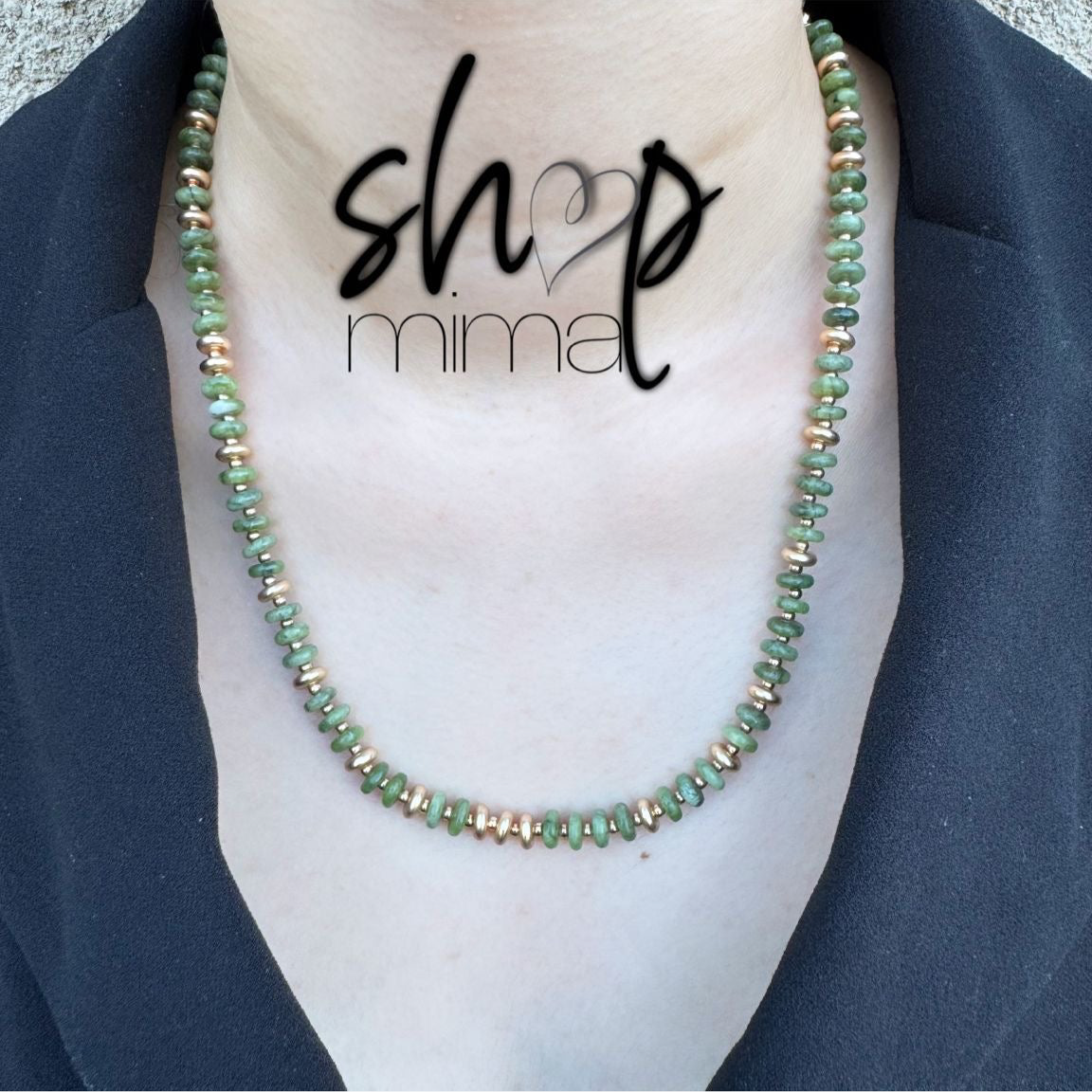 GREEN NATURAL GEM STONE NECKLACE