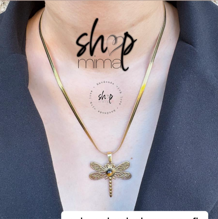 OJO DE TIGRE ACERO FLY PLANCHADA NECKLACE