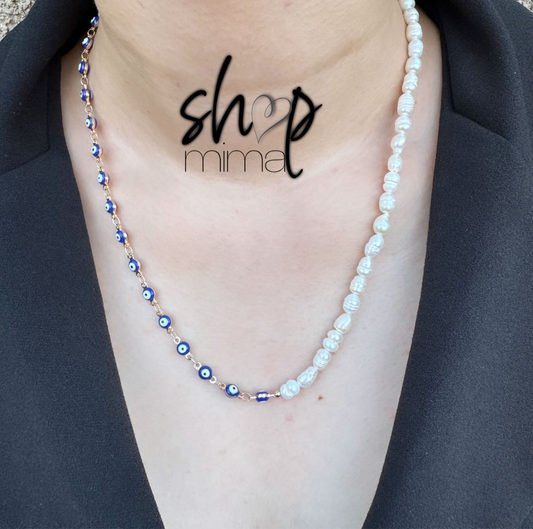 PEARL EVIL EYE NECKLACE