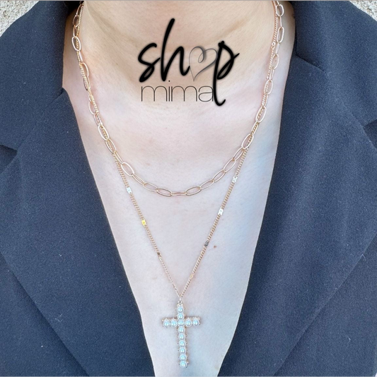 CROSS LAYERED LIS NECKLACE