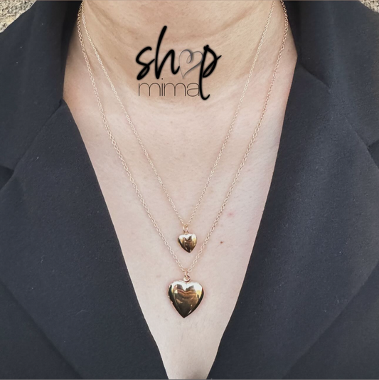 DOUBLE LAYERED HEART NECKLACE