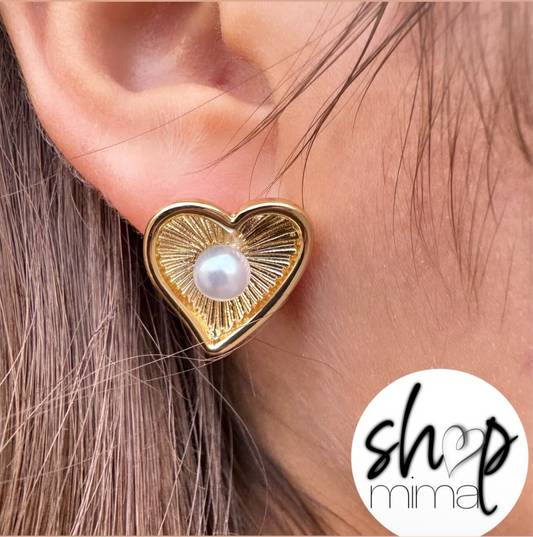 MINI HEART PEARL EARRINGS
