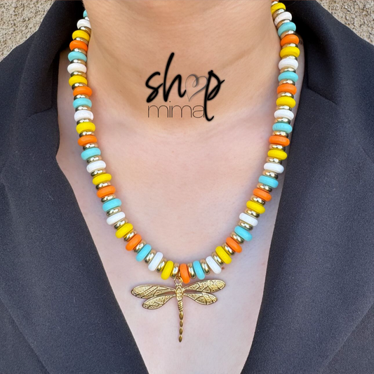 ORANGE BEAT NECKLACE MADE BY TANIAXO