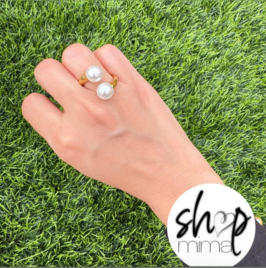 SETAREH PEARL RING ADJUSTABLE STAINLESS STEEL