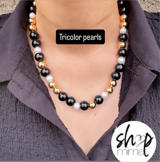 TRICOLOR PEARLS NECKLACE