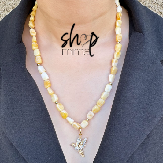 CUARZO AMARILLO COLIBRI NECKLACE MADE BY TANIAXO