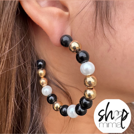 BETHANY TRIO PEARLS HOOPS EARRINGS