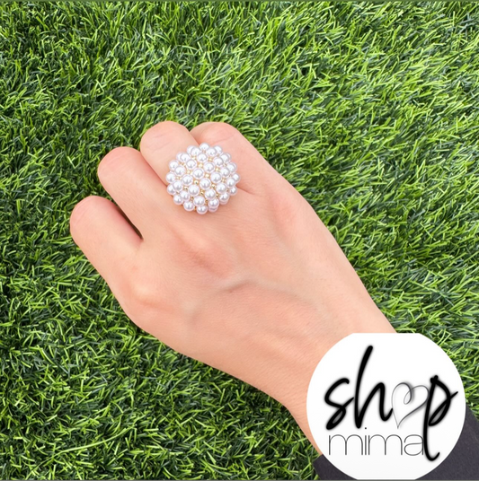 ALL AROUND PEARLS RING ADJUSTABLE