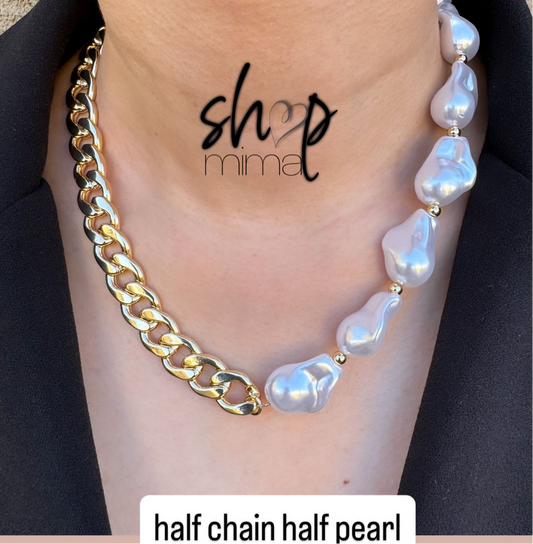 HALF CHAIN PEARL NECKLACE
