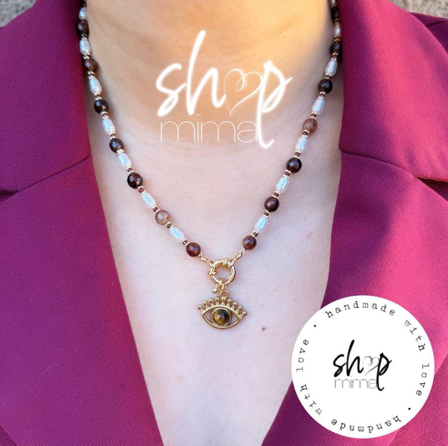 OJO DEL TIGRE SET NECKLACE ABRACELETHANDMADEND  BY TANIAXO