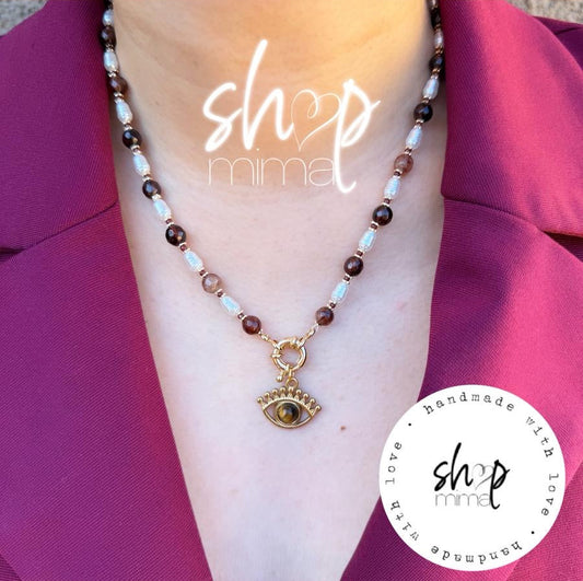 OJO DEL TIGRE SET NECKLACE ABRACELETHANDMADEND  BY TANIAXO