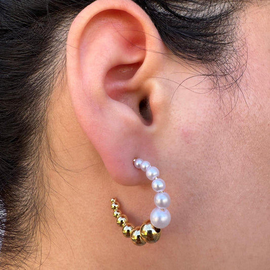 MIX PEARLS HOOP EARRINGS