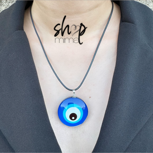 BLUE LARGE EVIL EYE NECKLACE