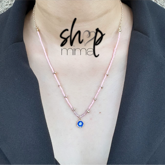 PINK EVIL EYE NECKLACE
