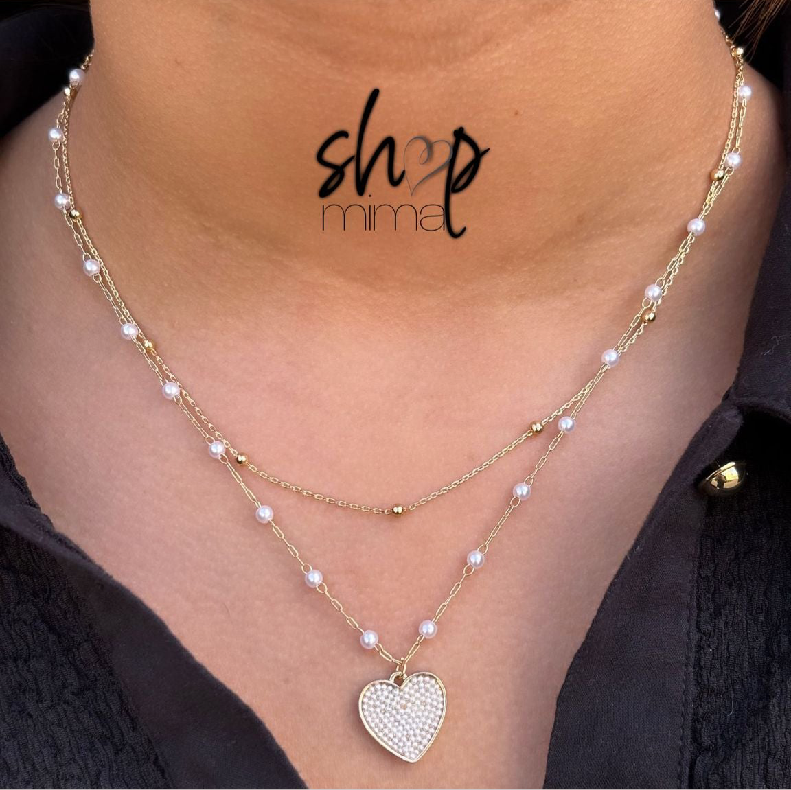 PEARL FILLED HEART NECKLACE
