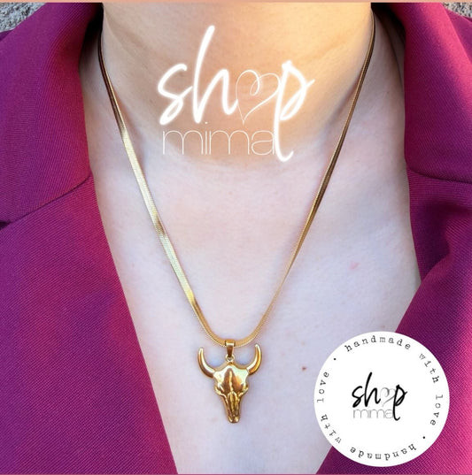 FLAT BULL NECKLACE STAINLESS STEAL HANDMADE BY TANIAXO