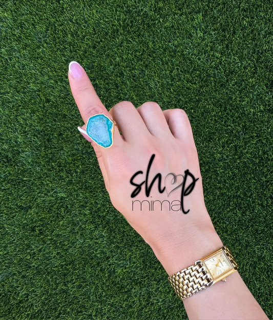 WINDOW DRUZY QUARTZ RING ADJUSTABLE
