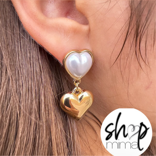 FAUX PEARL HEART EARRINGS