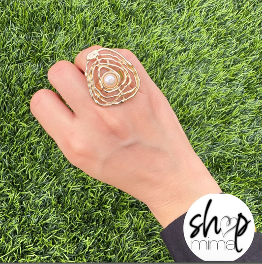 SWIRL PEARL RING ADJUSTABLE