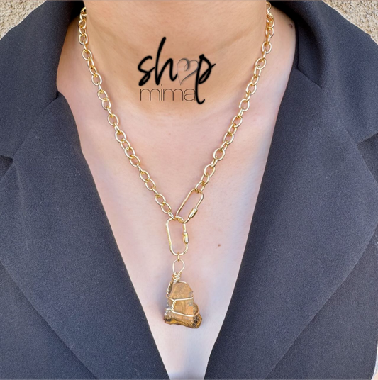 CUARZO OJO DE TIGRE PAPER CLIP CHAIN NECKLACE MADE BY TANIAXO