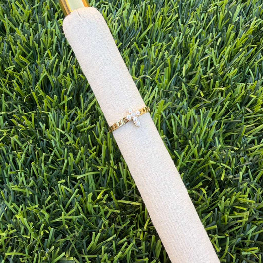 PEARL CROSS RING ADJUSTABLE
