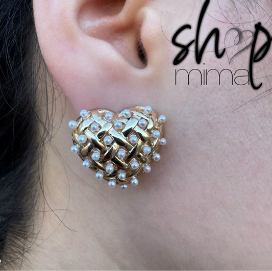 PEARL HEART STAIND EARRINGS
